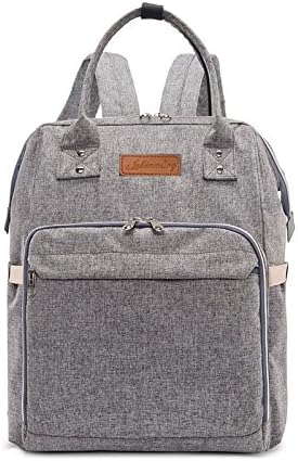 Diaper Bag Squeen All in One Multi-Function Waterproof Travel Backpack Large Capacity Nappy Bags for Baby - with Insulated Sleeve, Changing Mat, Stroller Strap (Grey)