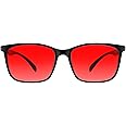 TIJN Sleep Glasses for 99.9% Blue Green Light Blocking Dual AR Coatings Red Lens for Computer Gaming Reduce Eyestrain, TR90, Black