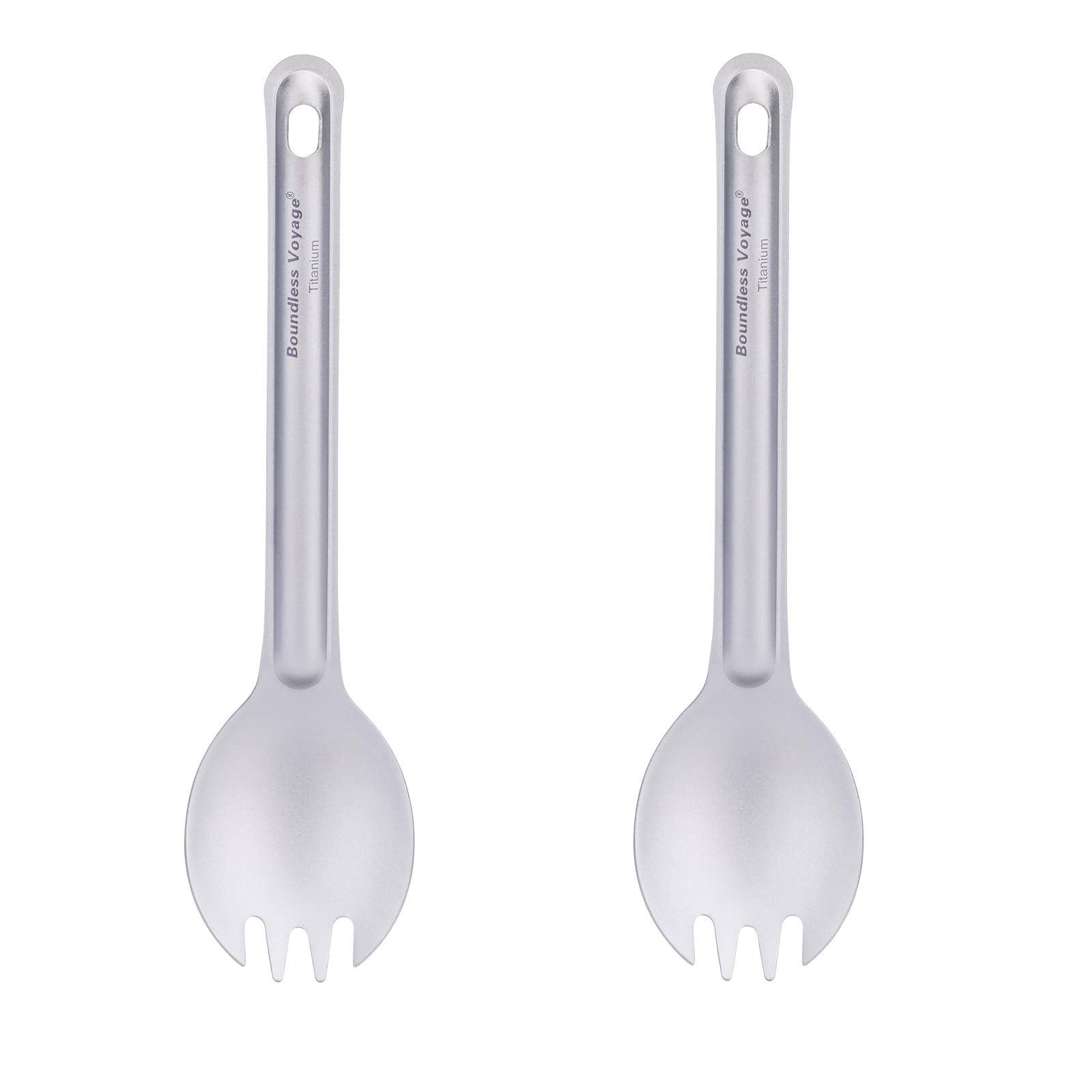 Boundless Voyage Titanium Cutlery Set Reusable Spork Set 2 Packed Lightweight Camping Tableware Outdoor Flatware with Storage Bag Ti1037T