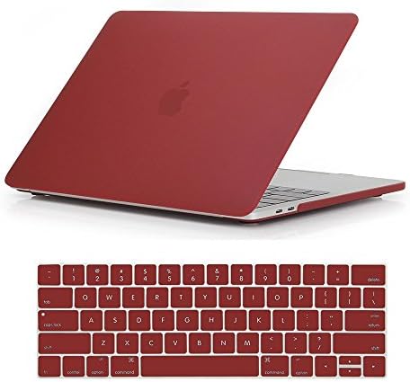 JIESLINK Rubberized Hard Case Shell Cover and Keyboard Skin Cover for Apple Macbook Pro 13 Inch (2016 Release) with/without Touch Bar and Touch ID (A1706/ A1708) (Wine Red)