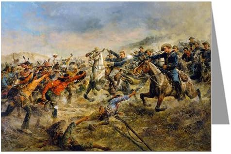 Single Vintage Cowboy Art Greeting Card of Frank Feller's painting "Charge of the Seventh Calvary"