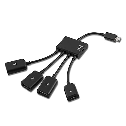 kwmobile 4in1 Micro USB Adapter - Mikro USB Verteiler OTG Hub für Smartphone Tablet - USB Verteiler Handy vierfach in Schwarz