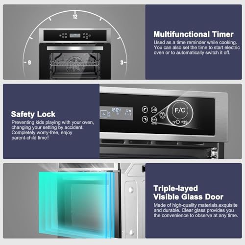 AMZCHEF Single Wall Oven 24