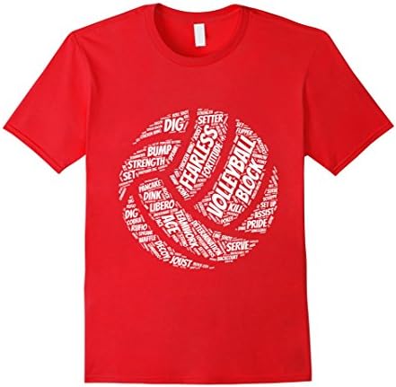 Men's Boys Volleyball Apparel - Volleyball words and quotes shirt Medium Red