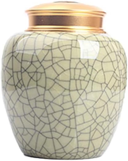 Cremation Urn Decorative Urns Funeral Urn Large Sealed Can Longquan Celadon Adult Child Pets Sealing Moisturizing Ceramic Portable Household Ceramic Storage Tank Oversized Widened Caliber Bottom Glaze