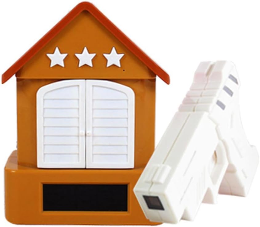 Cuckoo Creative Alarm Clock Pistol Shooting Shooting Bird Alarm Clock Room Lazy Person Alarm Clock , brown with gun