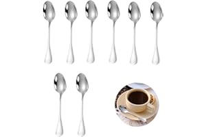 Wjqingauki 8pcs 3.54in Small Condiment Scoop,304 Stainless Steel Tiny Seasoning Spoons,Espresso Spoon,Spoon Little Teaspoons 