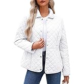 Dokotoo Women's Winter Quilted Jackets Long Sleeve Button Down Diamond Puffer Jacket Outerwear Coats with Pockets
