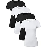 Sugar Sunday Cotton Crew Neck T Shirts for Women Short Sleeve Tshirt Basic Tees Crewneck Womens Tops Undershirt Multipack
