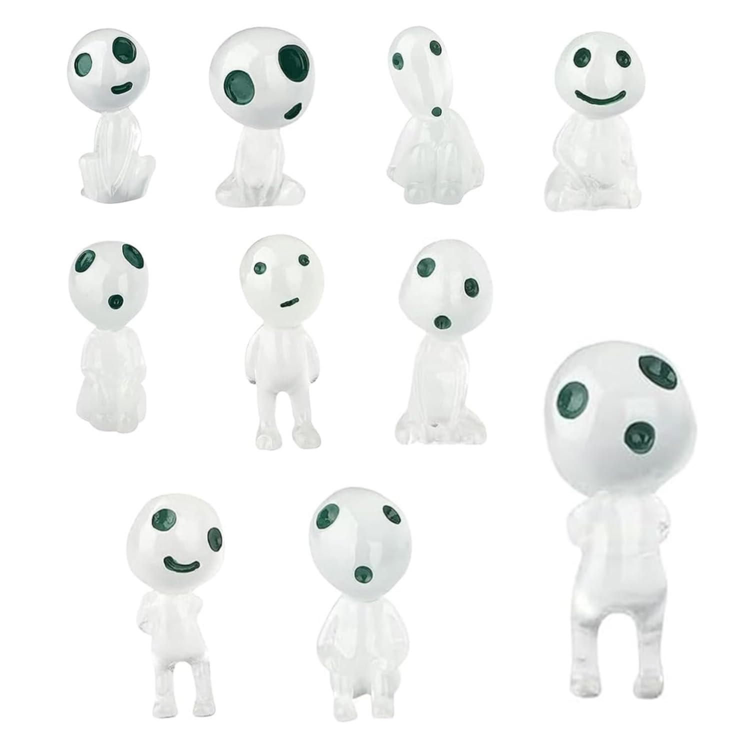 ZHjuju Princess Mononoke Elves, 20 Pcs Mini Resin Forest Tree Ghost Spirit Tree Elves Statue for Micro Landscape Succulents Pot Decor, Green