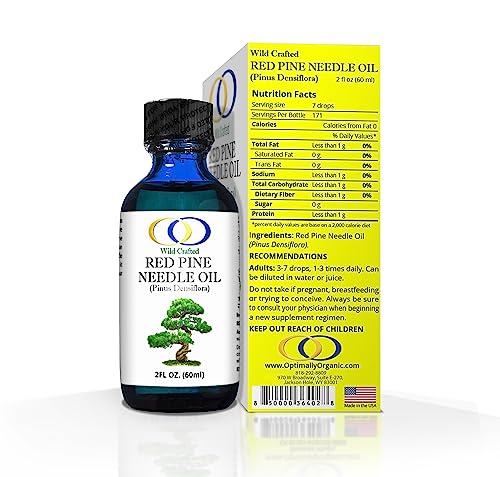 Optimally Organic Red Pine Needle Oil 2oz - Daily Drops for Extreme Immune Support - BioActive Cell & DNA Support - 1290 Drops - 3 to 7 Drops Per Dose -Vegan Body Cleanse - Longevity Oil