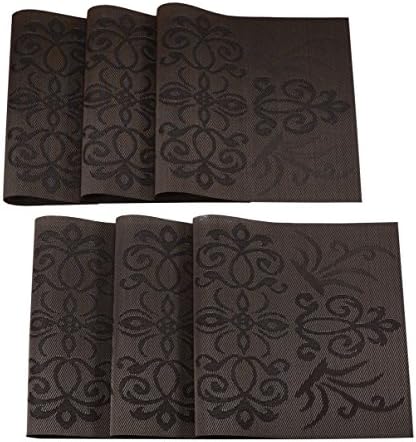 Baicfquk Set of 6, Deluxe PVC Placemats Placemat- Dining Room Placemats for Table Heat Insulation Anti-skid Stain-resistant P9 (2)