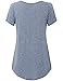 Vinmatto Women's Scoop Neck Pleated Blouse Top Tunic Shirt(XL,Grey Blue)