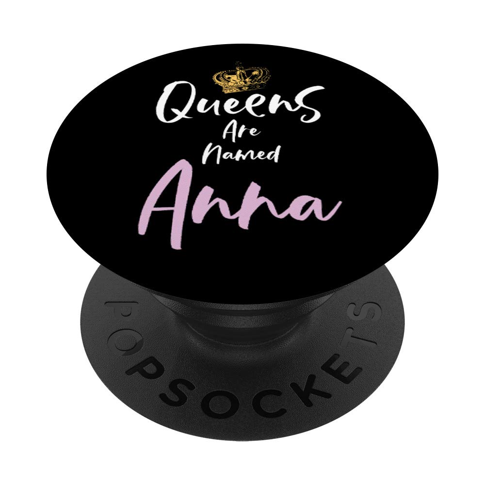 Anna Name Queen Personalized Women Girl Cute Pink Black PopSockets PopGrip: Swappable Grip for Phones & Tablets