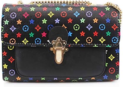 Patterned Crossbody long Chain strap Bags Faux Leather Cross Body Party bag