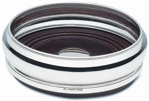 New Sterling Silver Wine/Bottle Large Barrel Coaster - 5 1/4" - Boxed