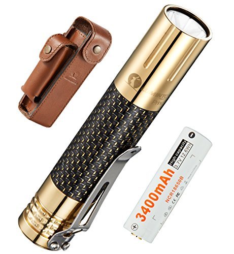 LUMINTOP Prince Brass 1000 Lumens +1X 3400mAh 18650 Battery Luxury Gift Flashlight With Newest Premium Carbon Fiber Material Cree XM-L2 U2 LED Flashlight Max 169m 3 Mode Waterproof