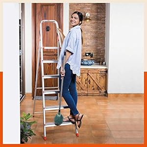 Bathla Advance 6-Step Foldable Aluminium Ladder with Sure-Hinge Technology (Orange)