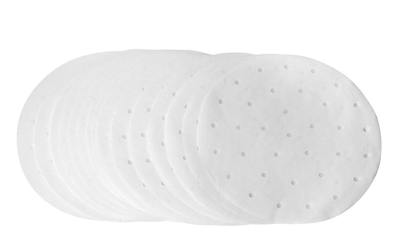 BremerLuft BAKING PAPER, Pack of 100, 23 cm Diameter, Non-Stick Coating, Round Baking Paper, Perforated Bamboo Paper, Hot Air Fryer, Steamer Airfryer Liner, Universal Use