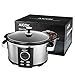 Aicok Slow Cooker, 7 Quart, Electric Slow Cooker, Programmable Cook, Carry Oval Cooker, Digital Timer, Tempered Glass Lid, Removable Ceramic Cooking Pot, Stainless Steel, Silver