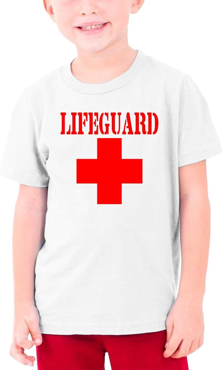 Lifeguard Gear Logo Teens Funny Short Sleeve T-Shirt Youth Cotton Casual Top Tee Summer White