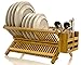 Intriom Bamboo Dish Rack with Utensil Holder Set Scissor Style Foldable (Dish Rack)