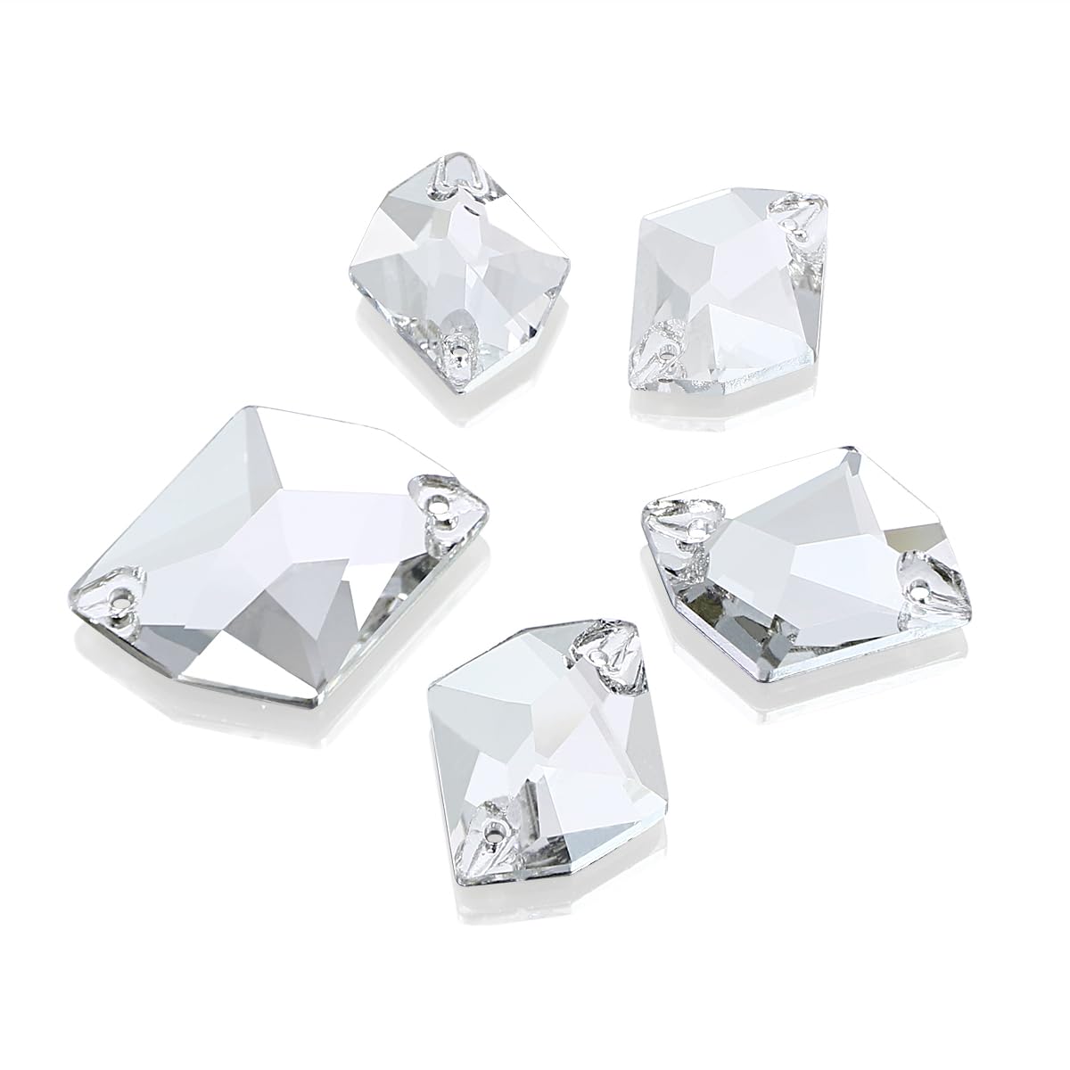 DONGZHOU Clear Rhinestones for Sew-on, Pack of 53 Crystal Flat Back Rhinestones Cosmic Large Glitter Stones with 2 Holes for Clothing Dress Craft Sewing Beads Shoes DIY Decorations