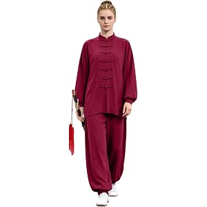 Unisex Traditional Chinese Tai Chi Uniform Set, Frog Button Closure, Authentic Kung Fu Clothing Martial Arts Training Suit