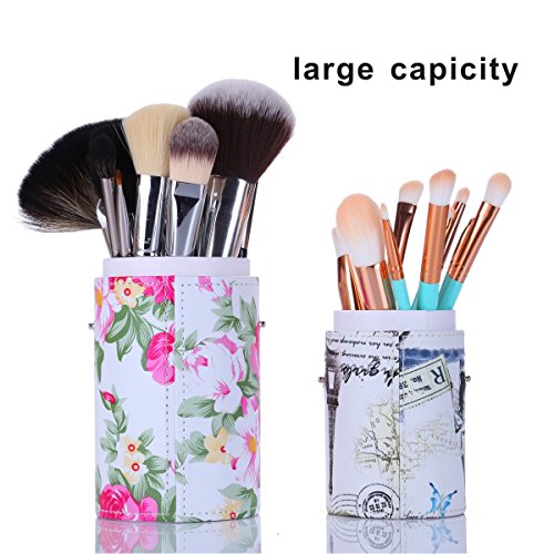 Makeup Brush Case Holder, PU Leather Organizer Storage Make up Brushes Tool Home or Travel Use - Thumbnail 2