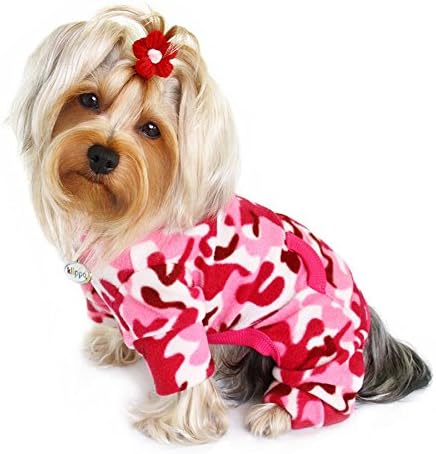 Klippo Dog/Puppy Pink Camouflage Fleece Turtleneck Pajamas/Bodysuit/Loungewear/Coverall/Jumper/Romper for Small Breeds