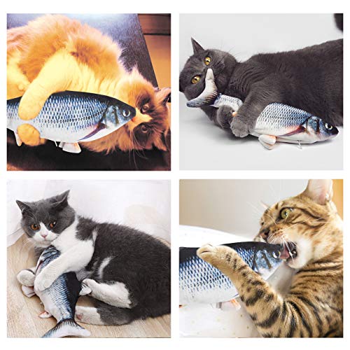 Senneny Electric Moving Fish Cat Toy, Realistic Plush Simulation Electric Wagging Fish Cat Toy Catnip Kicker Toys, Funny Interactive Pets Pillow Chew Bite Kick Supplies for Cat Kitten Kitty (Catfish)