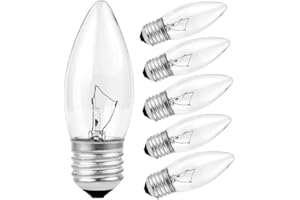 MMBGJKG 60W Incandescent Torpedo Tip Chandelier - 60W Equivalent Medium E26 Candelabra, TipIncandescent Clear Dimmable Light Bulbs and Medium E26 Base-ge Light Bulbs 60 watt(6PACK)