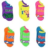 TMNT Teenage Mutant Ninja Ninja Turtles Womens Girls 6pk Ankle Socks (6-8 Youth (Shoe Size: 10.5-4))
