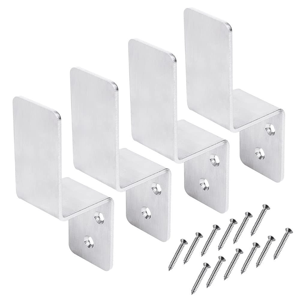 2x4 Barricade Brackets (4 pcs) - Drop Open Bar Holder Steel Z Bracket for 2 by 4 Lumber as Security Reinforcement, Door Jammer, Tool Hanger for Home, Barn, Shed, Garage, Gate