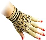 JTC Belt Unisex Half Finger Stretchy Fingerless Gloves One Size Fits Most Cheetah Beige