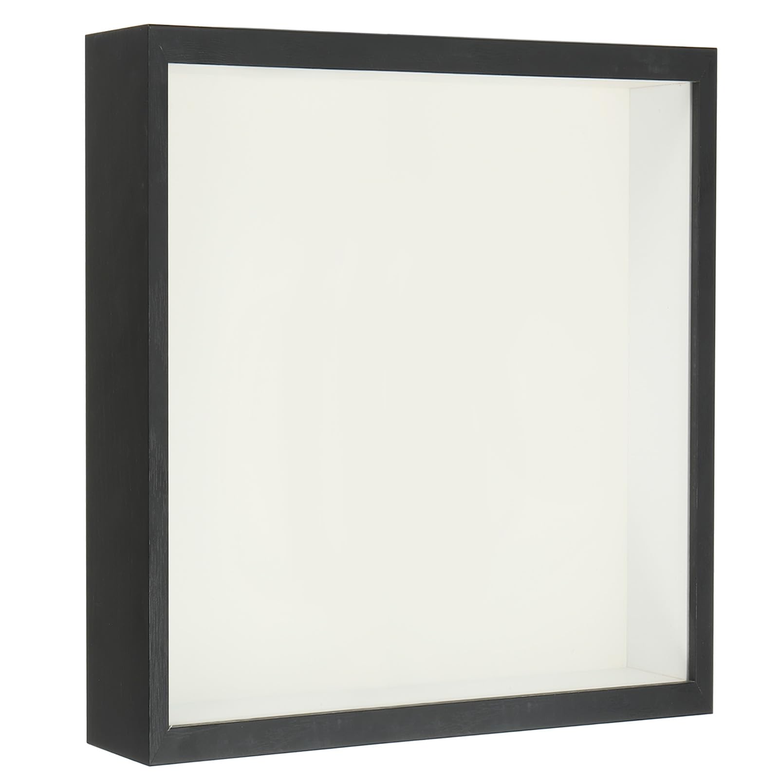 PATIKIL 7x7 Shadow Box Frame, Wooden Dried Flower Floating Photo Frame Glass DIY Display Case for Flowers Ticket Crafts and Photos, Black