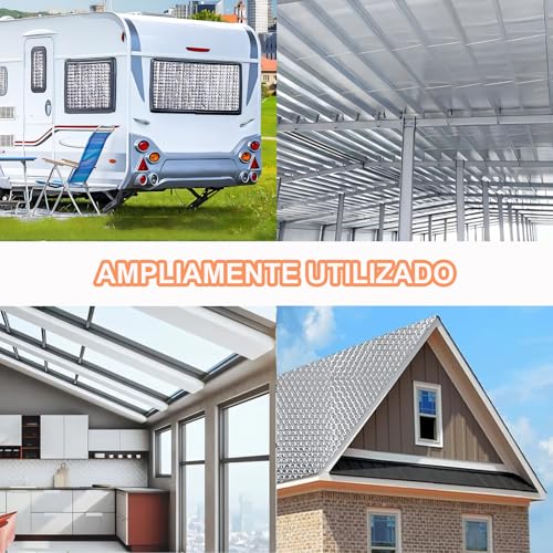 Aislante Termico Ventanas, Aislamiento de Lámina de Aluminio de Doble Cara Reflectante, Aislamiento Verano y Calidez Invierno, Impermeable, para Ventanas, Techos y Vehículos Recreativos (60cm x 300cm)