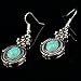 TS Vintage Inlaid Dangle Turquoise Alloy Earring Round Pendant Drop Earrings