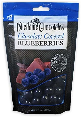 Chocolate Covered Blueberries in Premium Chocolate - 8 oz Pouches - by Dilettante (3 Pack)
