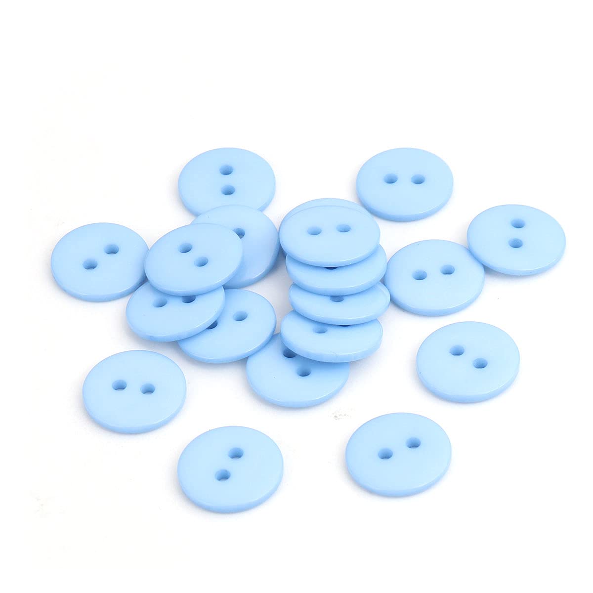100 Round Light Blue Resin 15mm Buttons with 2 Sewing Holes. for Clothes Making, Art, Scrapbooking, and Many Other Crafts — image 1