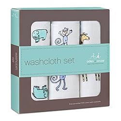 aden + anais washcloth Set 3 Pack, Jungle jam