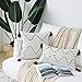 EIGRAMSET Bigcozy Boho Lumbar Pillow Cover Tassel, Farmhouse Small Cream Decorative, Modern Moroccan Accent Tribal Cotton Woven Pillow Case, 12