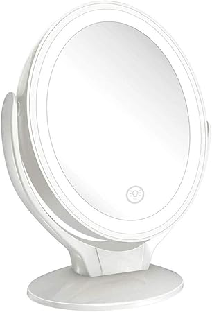 Yin Yin Miroir De Maquillage Led De Bureau Avec Miroir Lumineux Hd Miroir Grossissant De Beaute Portable Rechargeable Vanity Miroir De Table Color White Amazon Fr Cuisine Maison