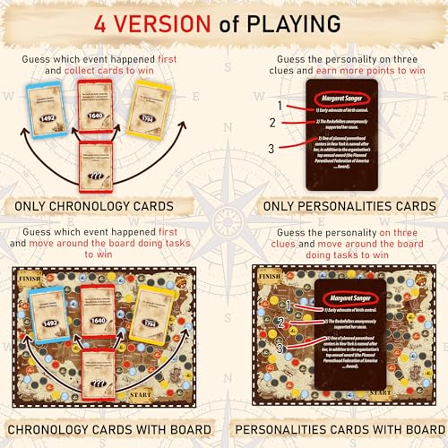 4in1 History Trivia Game for Adults 500 Learning Cards Chronology