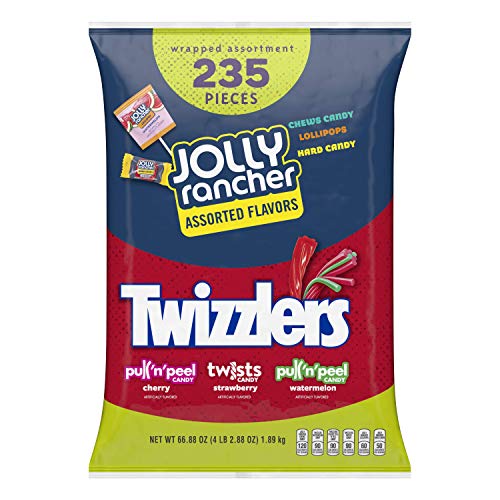 HERSHEY's Holiday Candy Bulk Variety Mix, JOLLY RANCHER & TWIZZLERS, Individually Wrapped, Perfect for Stocking Stuffing, Holiday Parties and Gift Bags, 235 Count