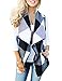 InStylish Women's Color Block Lapel Open Front Sleeveless Plaid Vest Cardigan with Pockets