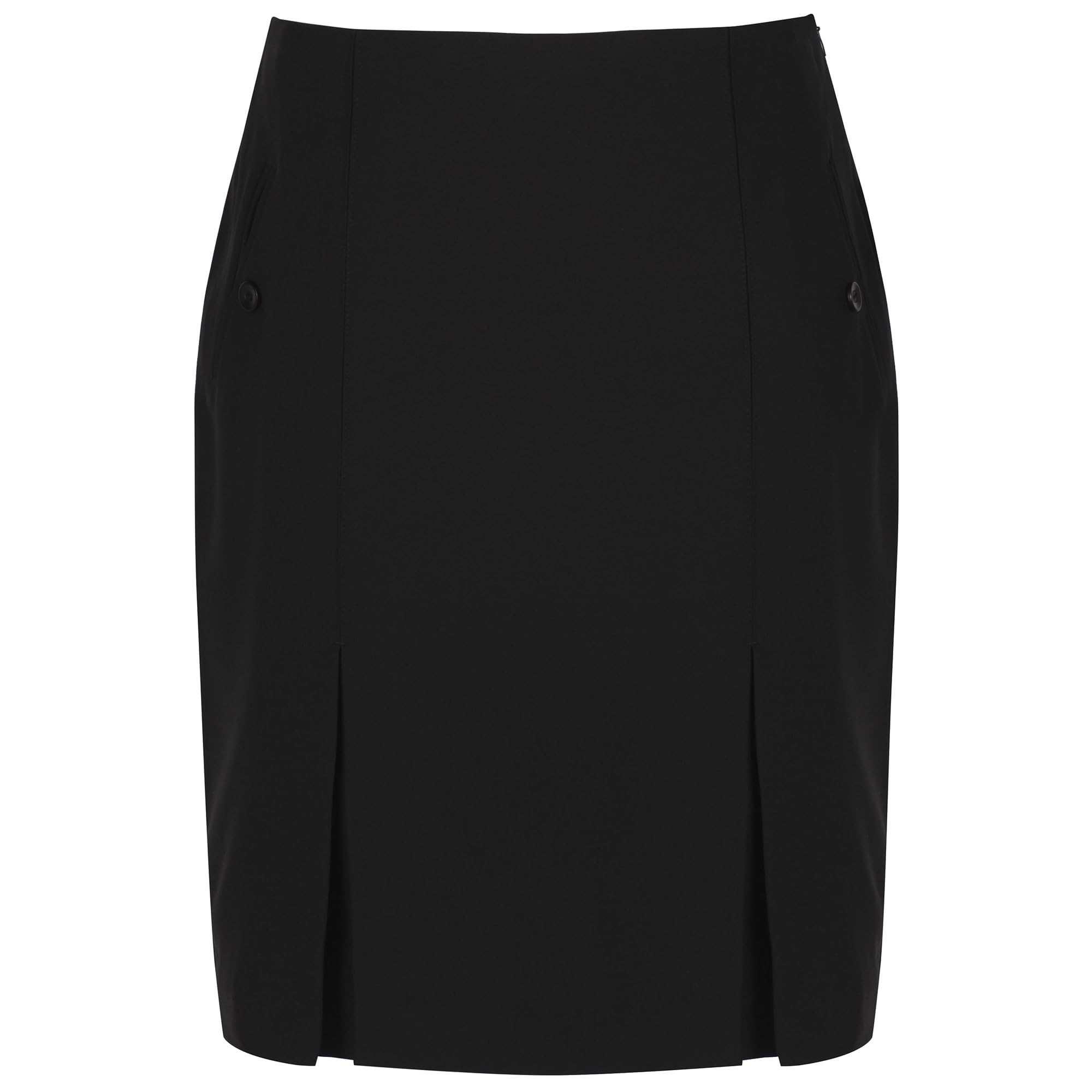 Trutex Senior Twin Pleated Comfort Bi-Stretch School Skirt (10-16+ Years) School Uniform (28" Waist, 22" Length, Black)