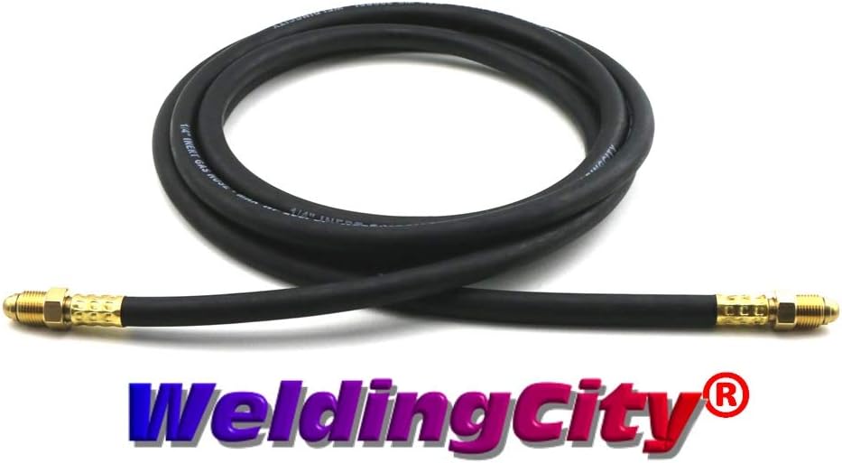 WeldingCity 6ft 1/4" Inert Gas Hose Rubber BB Fitting 5/8"18 RH UNF