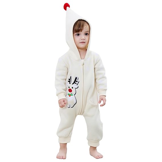 Bebone Baby Mädchen Stern Mond Kapuze Cartoon Vlies Strampler