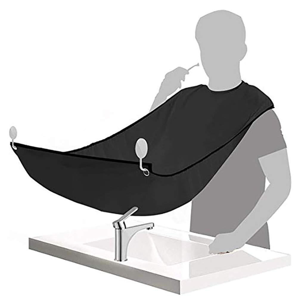 Beard Shaving Bib Apron Beard Catcher kit, Hair Clippings Cape for Shaving, Premium Grooming Kit for Men, Black